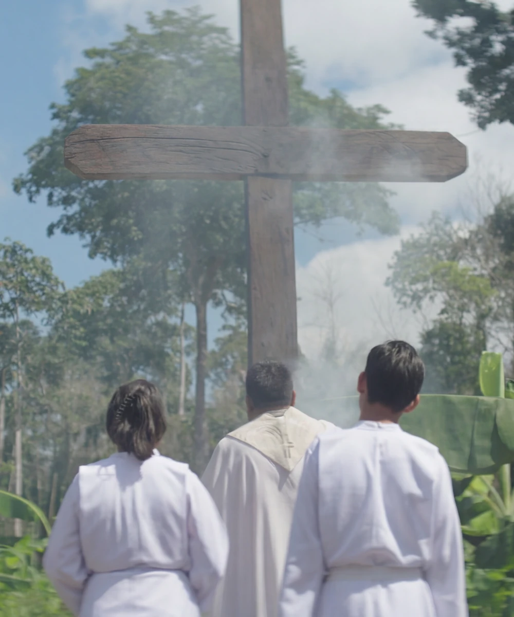 Three persons praying